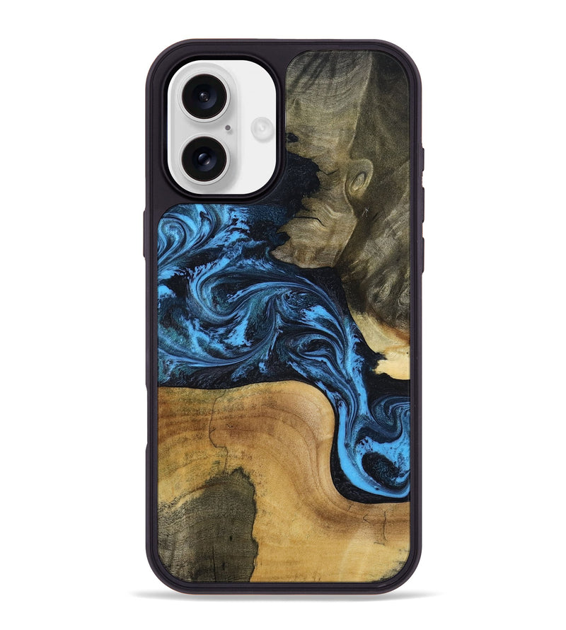 iPhone 16 Plus Wood Phone Case - Valorie (Blue, 799084)