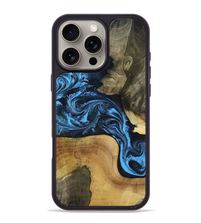 iPhone 16 Pro Max Wood Phone Case - Valorie (Blue, 799084)
