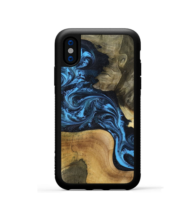 iPhone Xs Wood Phone Case - Valorie (Blue, 799084)