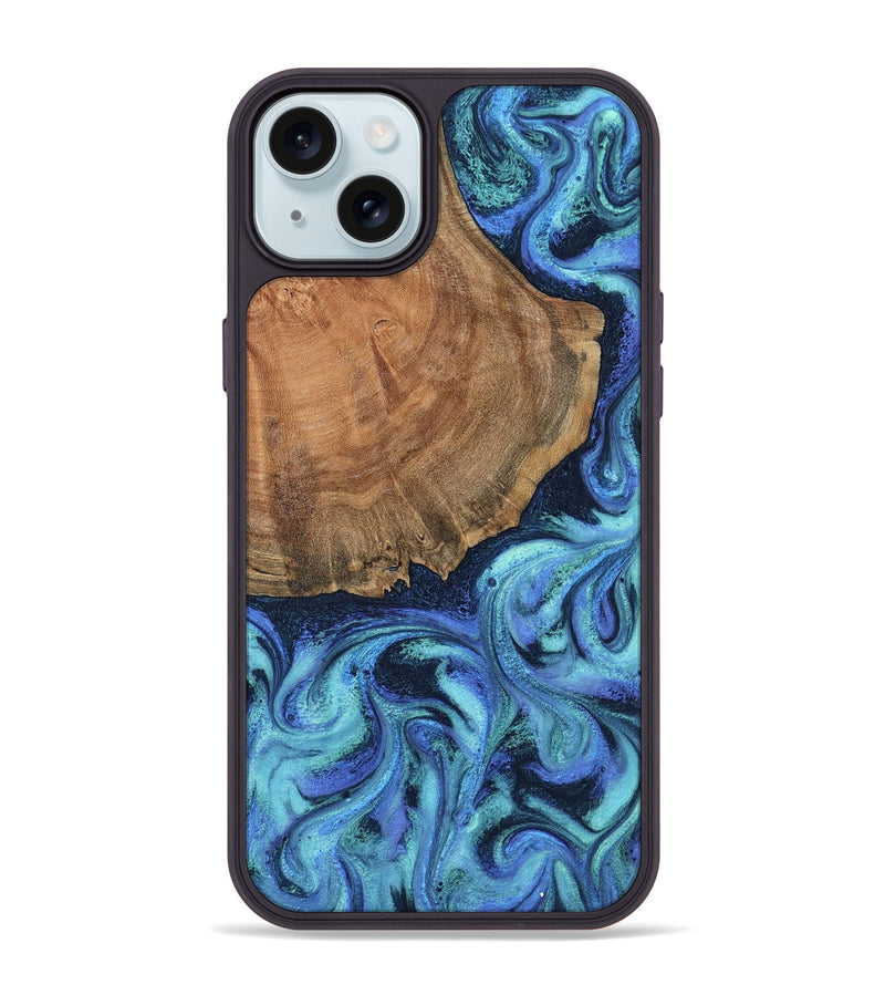 iPhone 15 Plus Wood Phone Case - Markus (Blue, 799085)