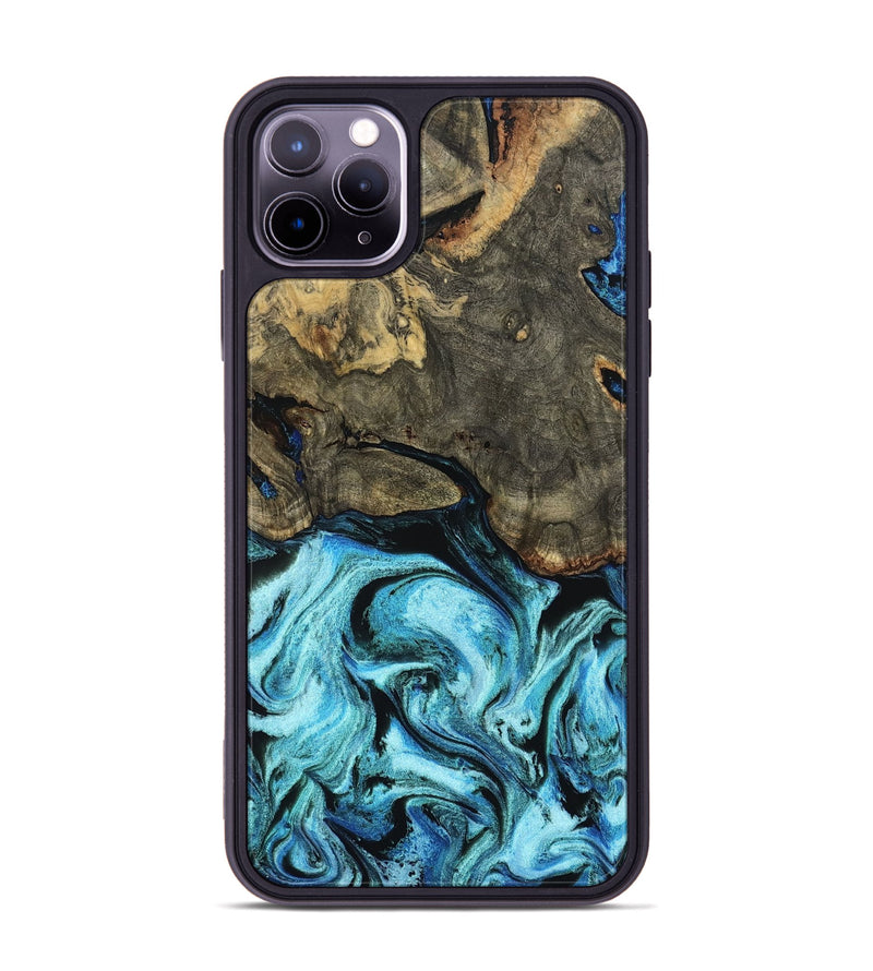 iPhone 11 Pro Max Wood Phone Case - Florene (Blue, 799100)