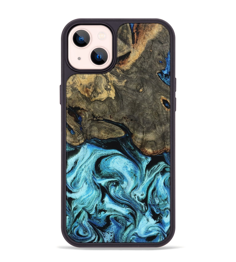 iPhone 14 Plus Wood Phone Case - Florene (Blue, 799100)