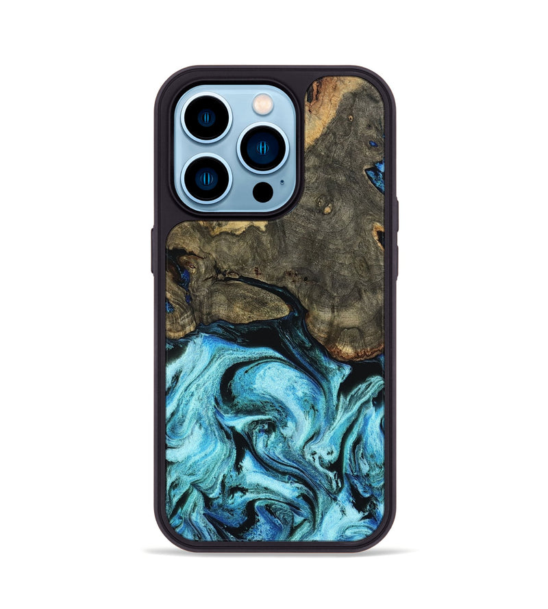 iPhone 14 Pro Wood Phone Case - Florene (Blue, 799100)