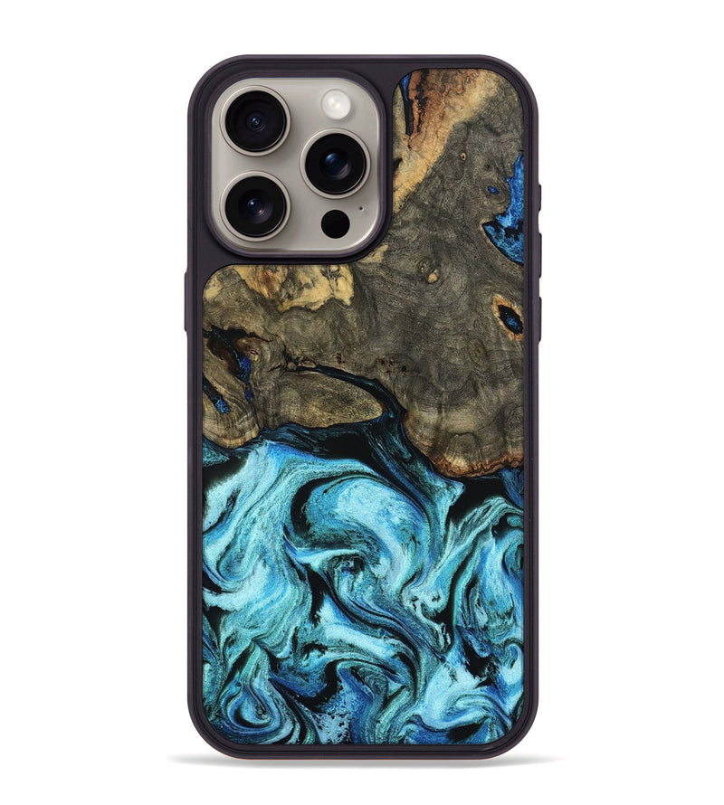 iPhone 15 Pro Max Wood Phone Case - Florene (Blue, 799100)