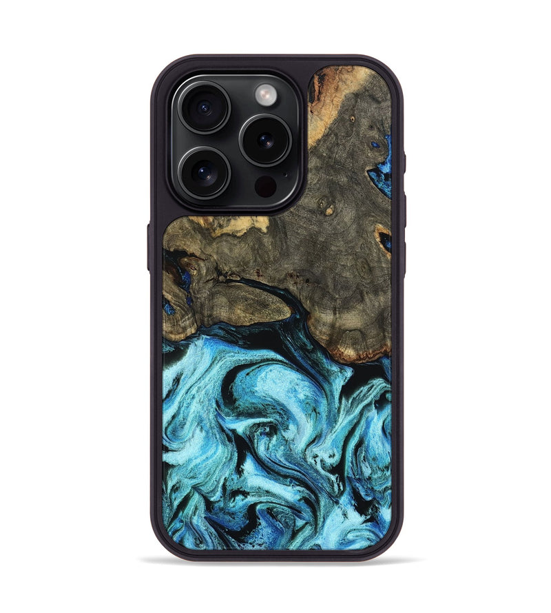 iPhone 15 Pro Wood Phone Case - Florene (Blue, 799100)