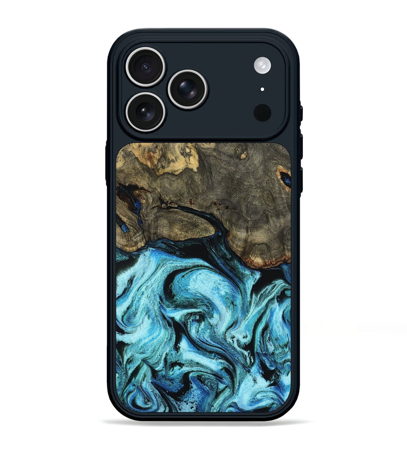 iPhone 17 Pro Max Wood Phone Case - Florene (Blue, 799100)