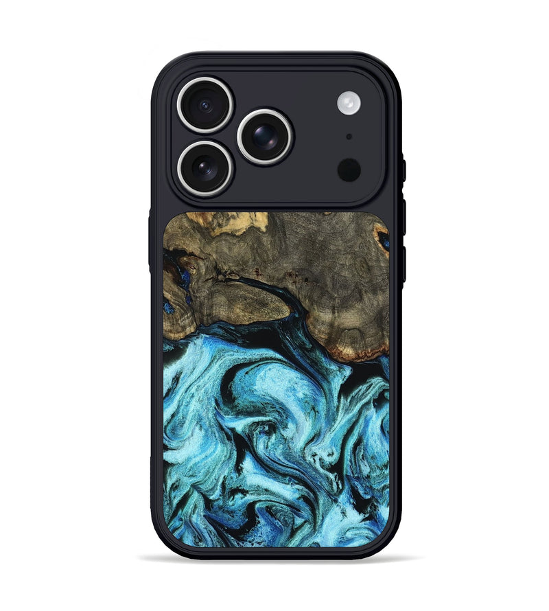iPhone 17 Pro Wood Phone Case - Florene (Blue, 799100)