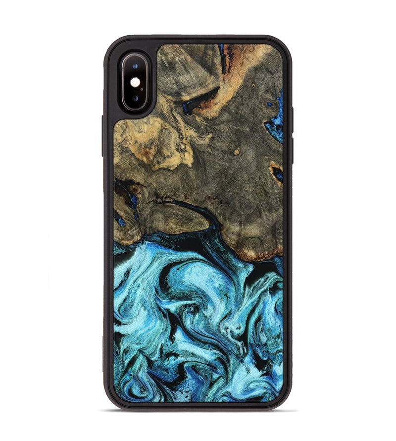 iPhone Xs Max Wood Phone Case - Florene (Blue, 799100)