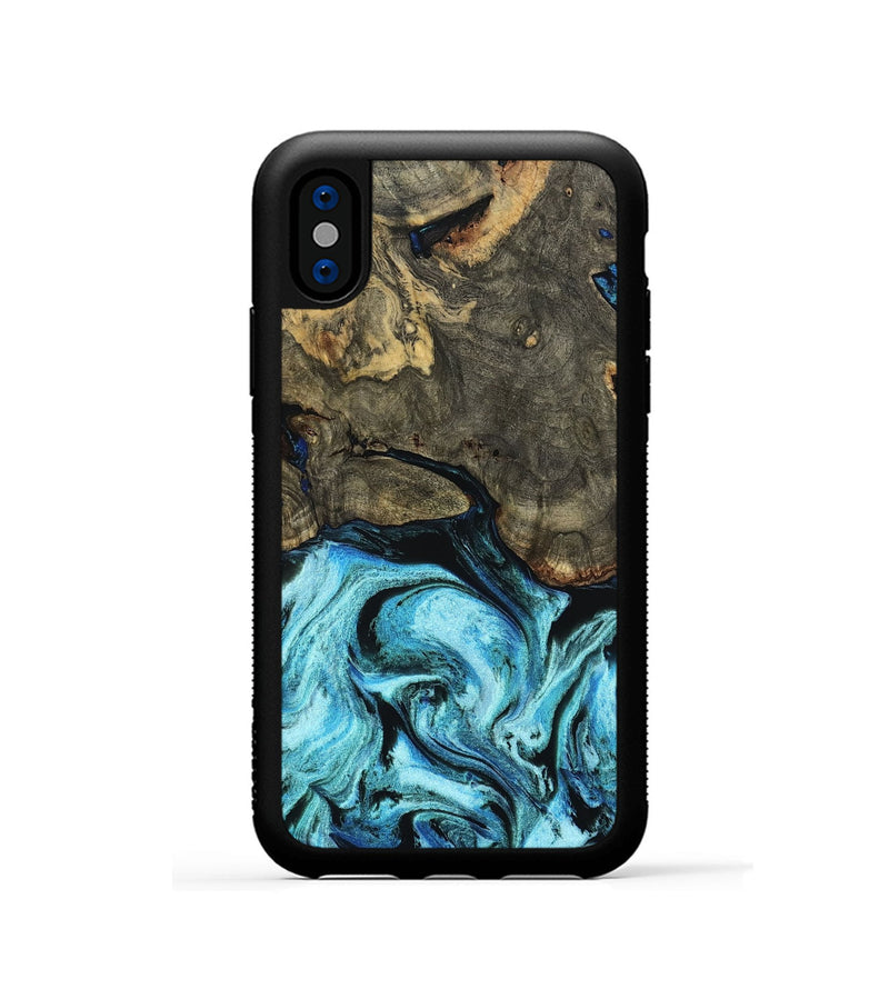 iPhone Xs Wood Phone Case - Florene (Blue, 799100)