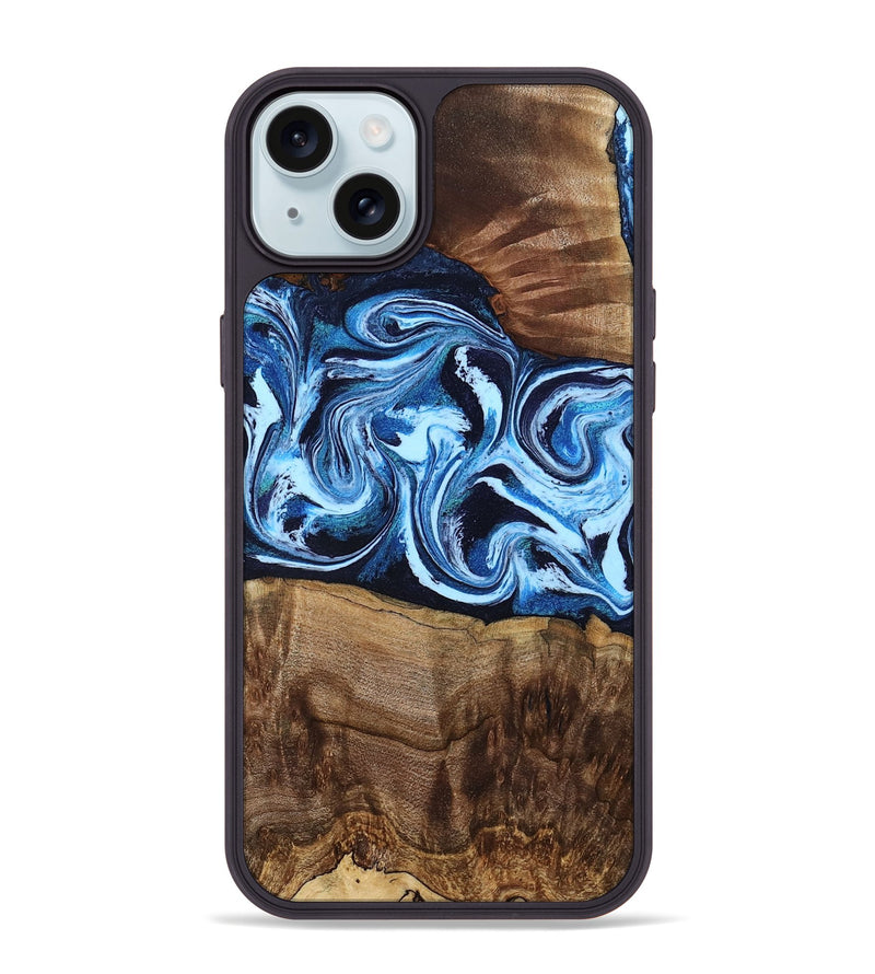 iPhone 15 Plus Wood Phone Case - Saylor (Blue, 799106)