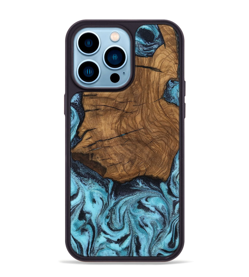 iPhone 14 Pro Max Wood Phone Case - Anais (Blue, 799107)
