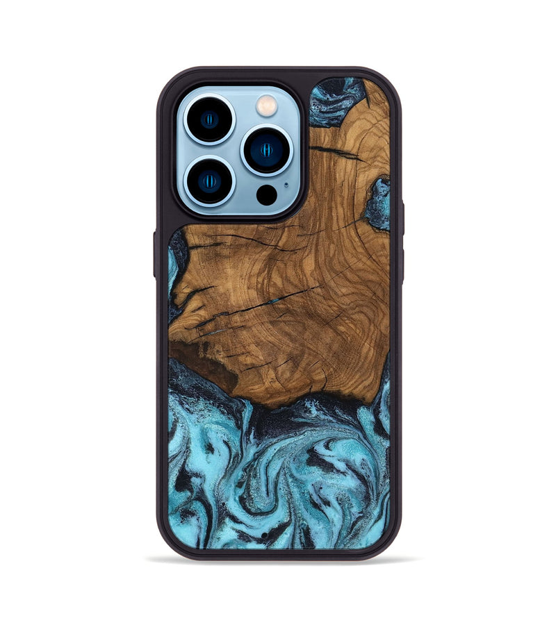 iPhone 14 Pro Wood Phone Case - Anais (Blue, 799107)
