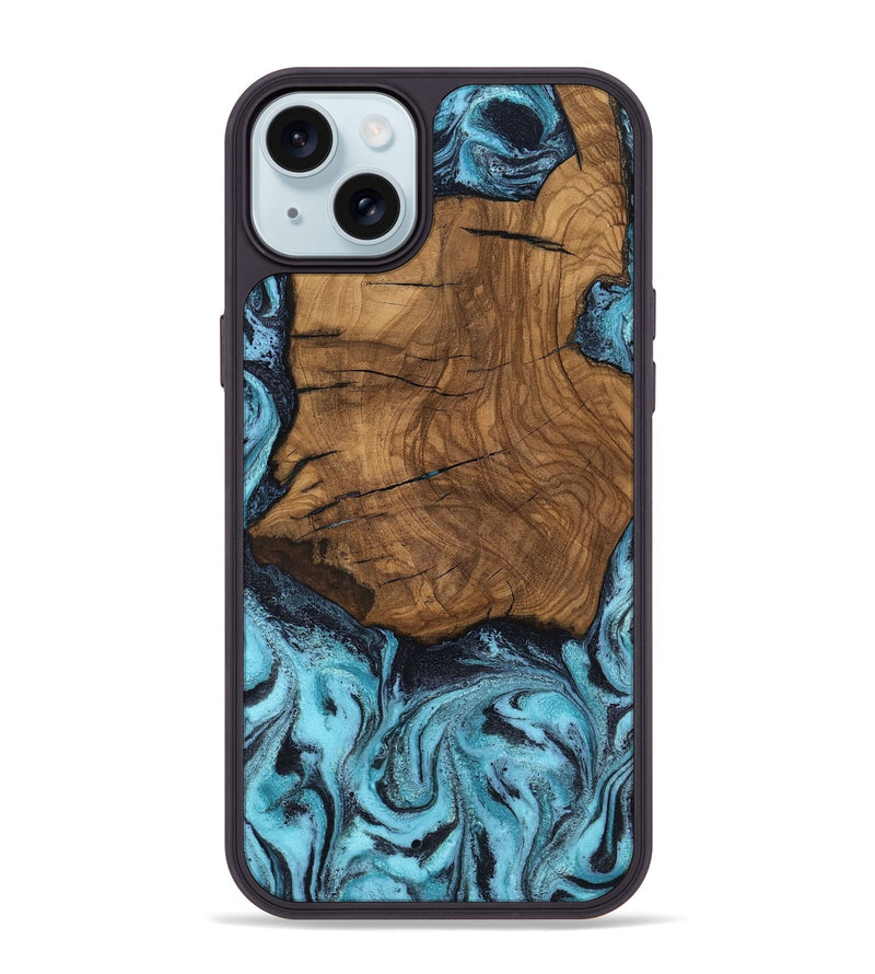 iPhone 15 Plus Wood Phone Case - Anais (Blue, 799107)