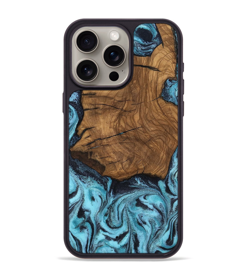 iPhone 15 Pro Max Wood Phone Case - Anais (Blue, 799107)
