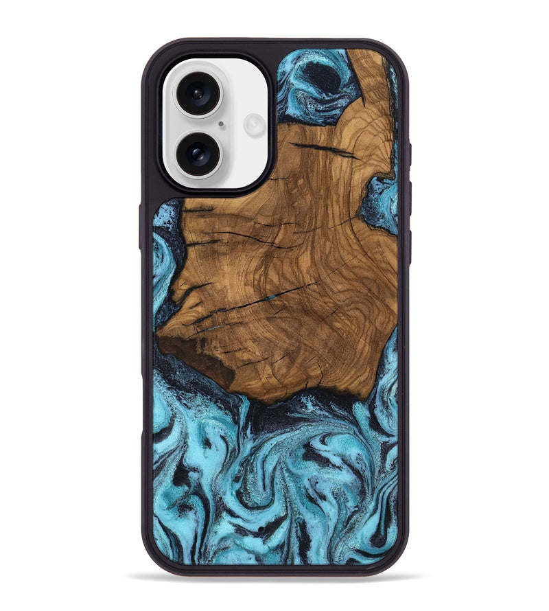 iPhone 16 Plus Wood Phone Case - Anais (Blue, 799107)