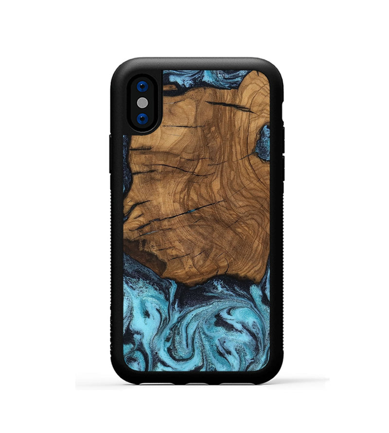 iPhone Xs Wood Phone Case - Anais (Blue, 799107)