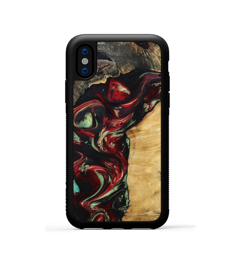 iPhone Xs Wood Phone Case - Atticus (Red, 799134)