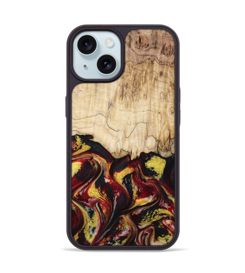 iPhone 15 Wood Phone Case - Mael (Red, 799135)