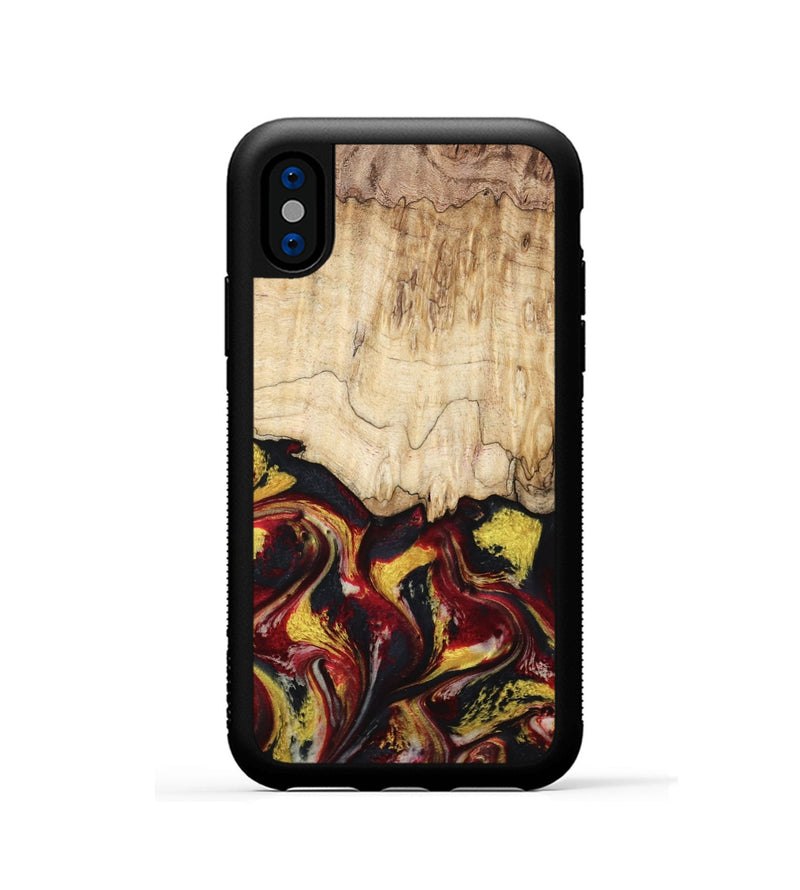 iPhone Xs Wood Phone Case - Mael (Red, 799135)