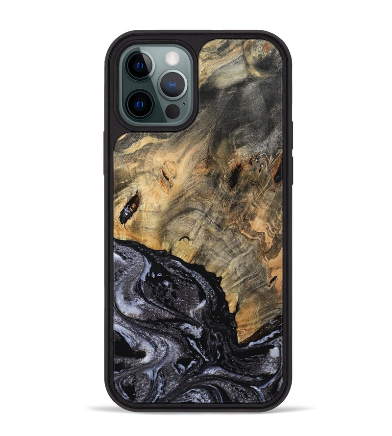 iPhone 12 Pro Max Wood Phone Case - Claud (Black & White, 799136)