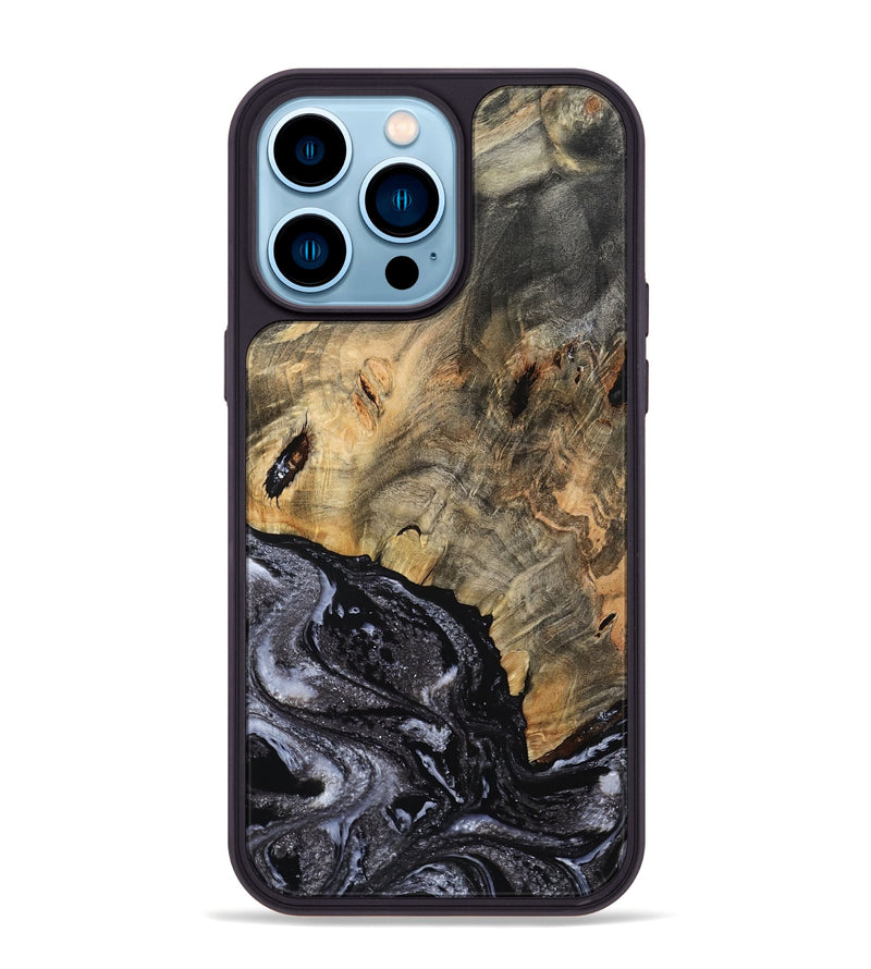 iPhone 14 Pro Max Wood Phone Case - Claud (Black & White, 799136)