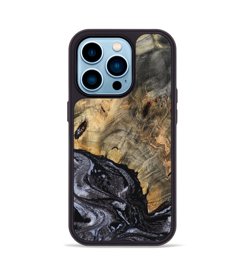 iPhone 14 Pro Wood Phone Case - Claud (Black & White, 799136)