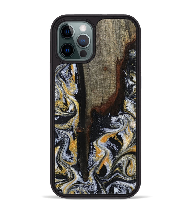 iPhone 12 Pro Max Wood Phone Case - Marlee (Black & White, 799137)