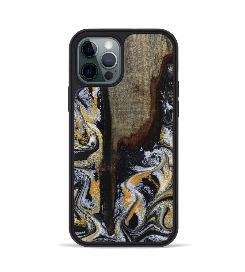 iPhone 12 Pro Wood Phone Case - Marlee (Black & White, 799137)