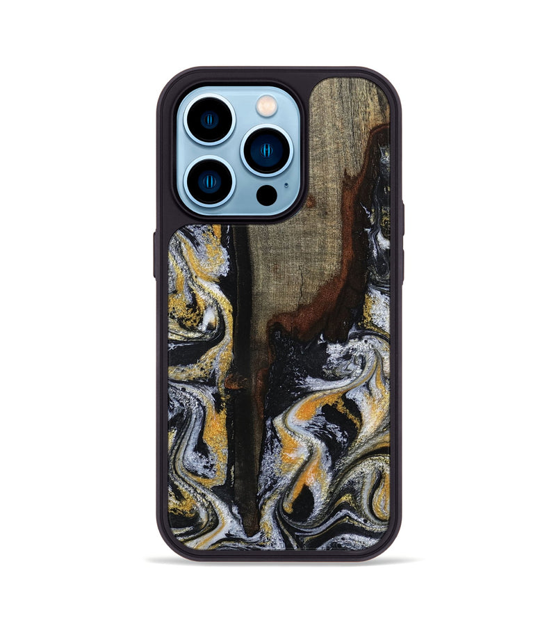 iPhone 14 Pro Wood Phone Case - Marlee (Black & White, 799137)