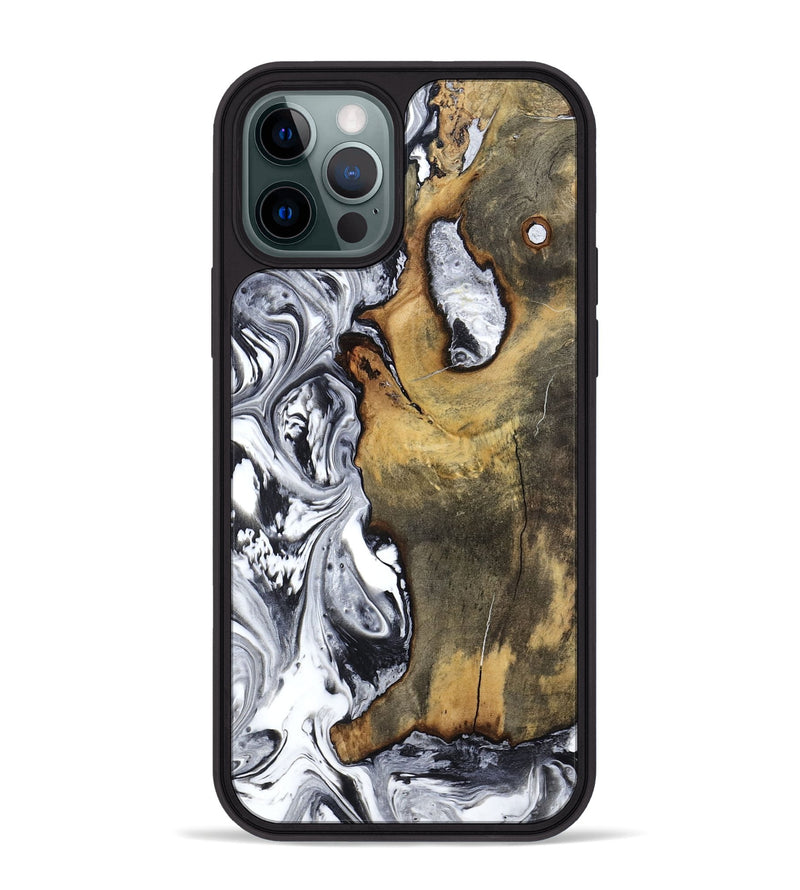 iPhone 12 Pro Max Wood Phone Case - Krish (Black & White, 799138)