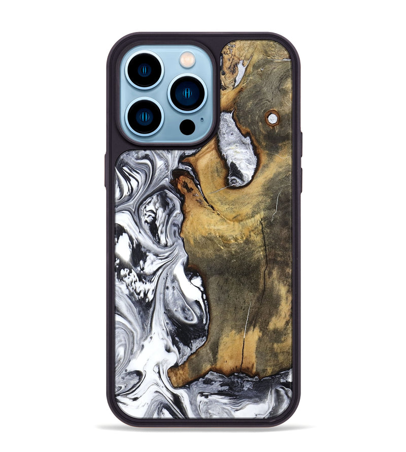 iPhone 14 Pro Max Wood Phone Case - Krish (Black & White, 799138)