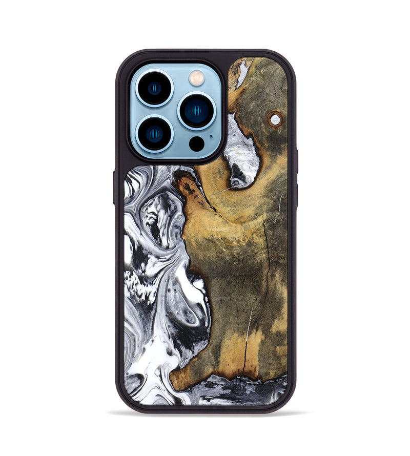 iPhone 14 Pro Wood Phone Case - Krish (Black & White, 799138)