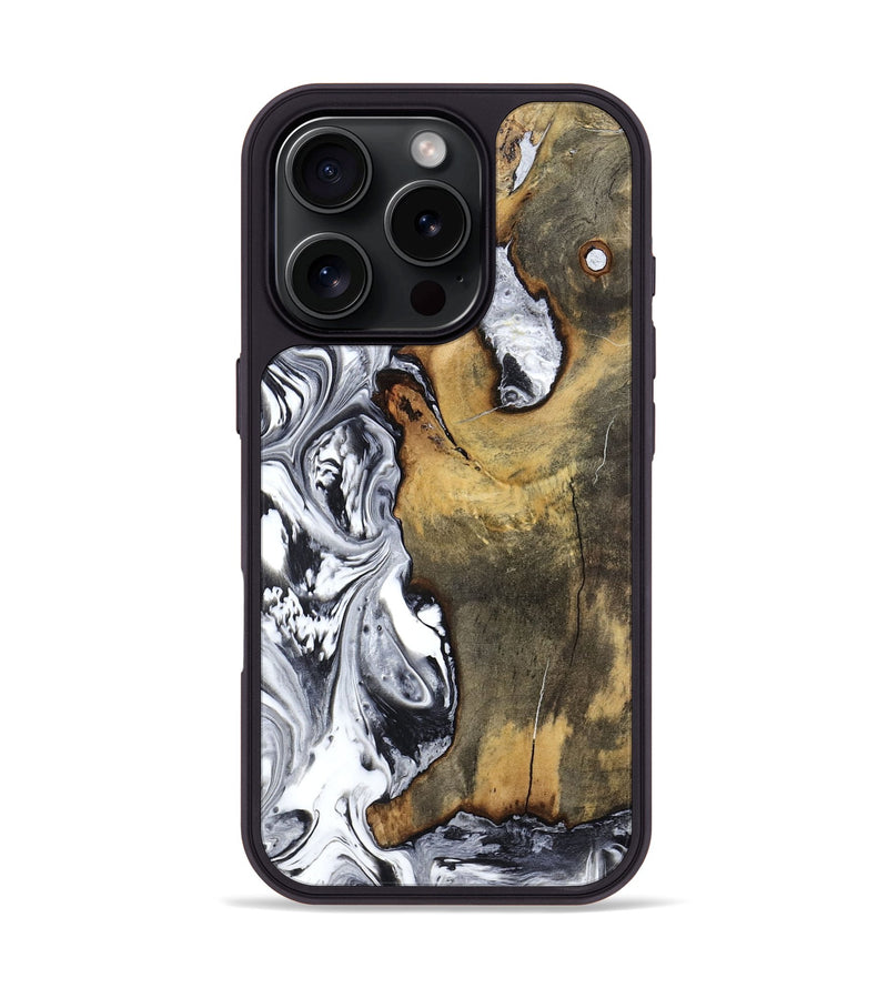 iPhone 16 Pro Wood Phone Case - Krish (Black & White, 799138)
