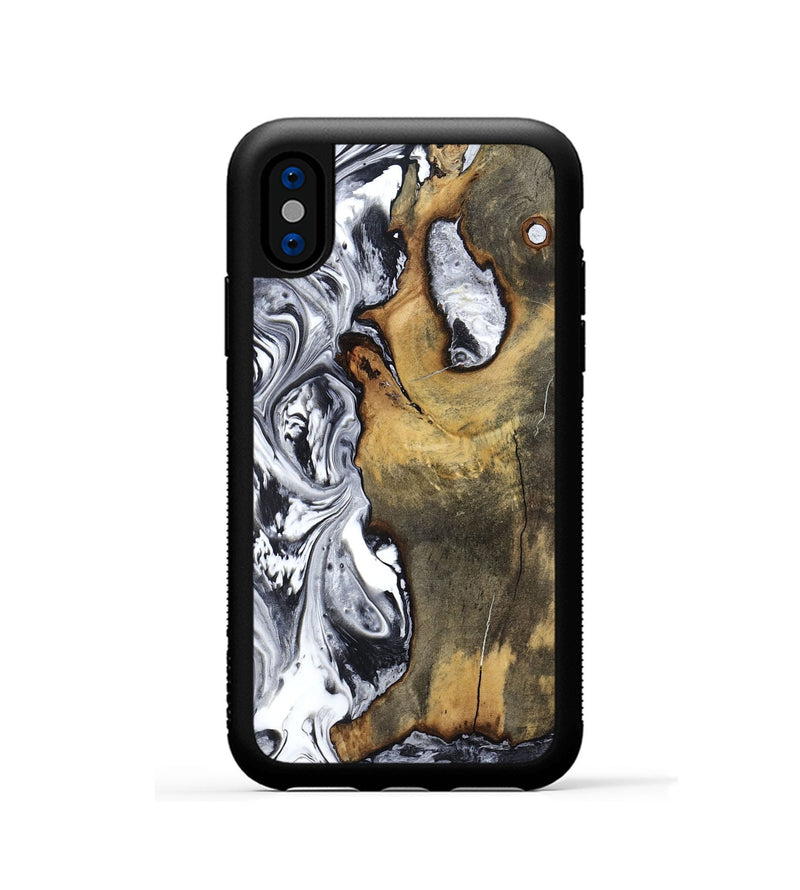 iPhone Xs Wood Phone Case - Krish (Black & White, 799138)