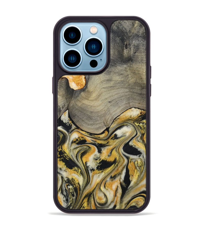 iPhone 14 Pro Max Wood Phone Case - Kacie (Black & White, 799141)