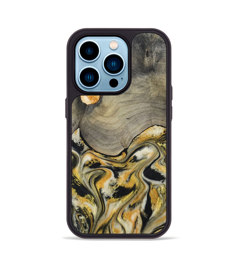 iPhone 14 Pro Wood Phone Case - Kacie (Black & White, 799141)