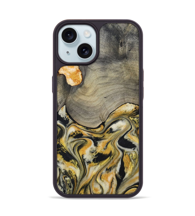 iPhone 15 Wood Phone Case - Kacie (Black & White, 799141)