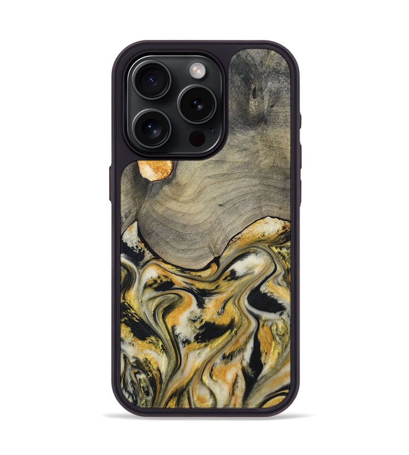 iPhone 15 Pro Wood Phone Case - Kacie (Black & White, 799141)