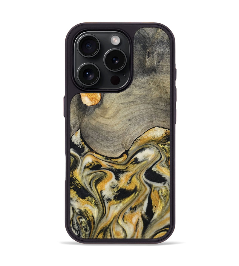 iPhone 16 Pro Wood Phone Case - Kacie (Black & White, 799141)