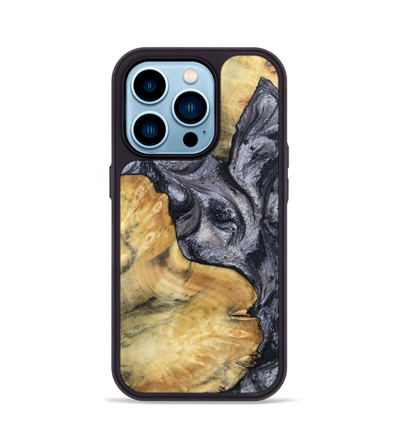 iPhone 14 Pro Wood Phone Case - Elnora (Black & White, 799143)