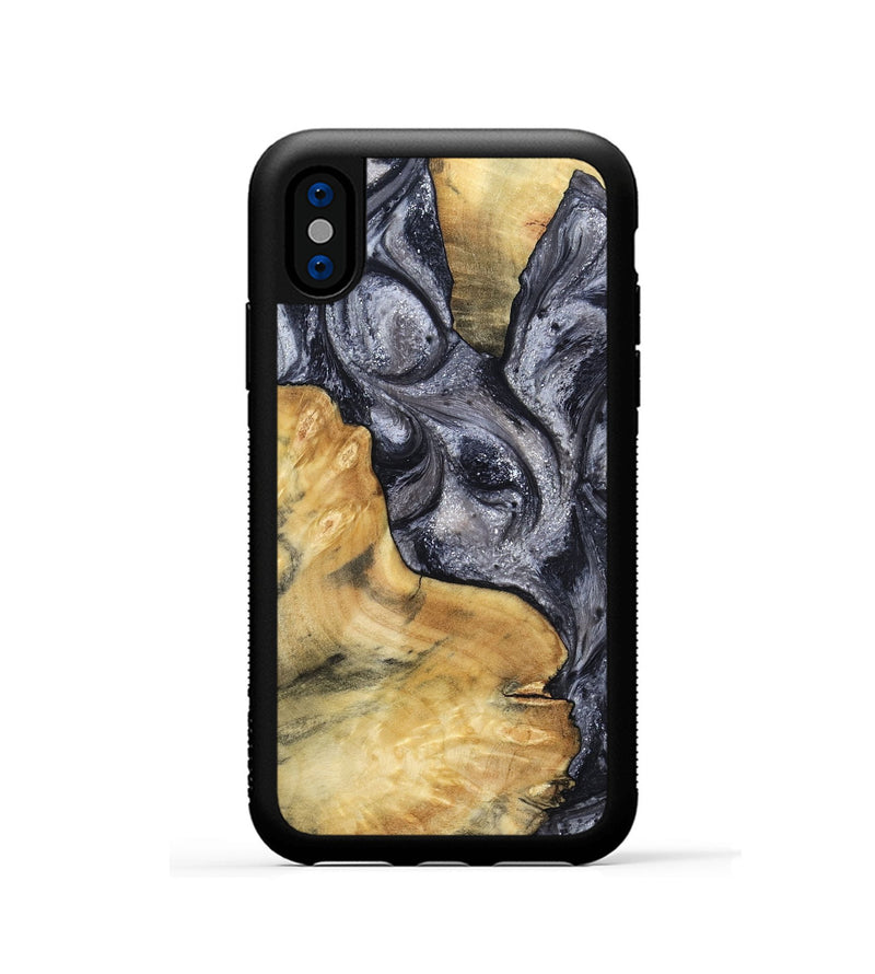 iPhone Xs Wood Phone Case - Elnora (Black & White, 799143)