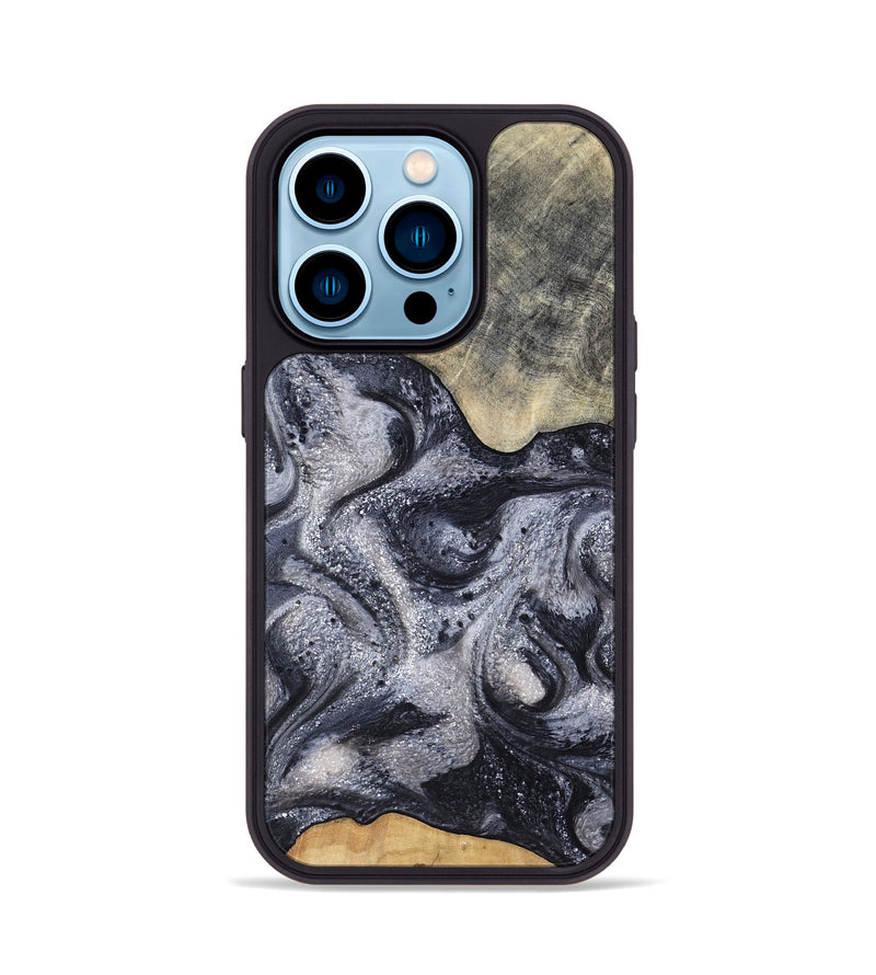 iPhone 14 Pro Wood Phone Case - Jaden (Black & White, 799144)