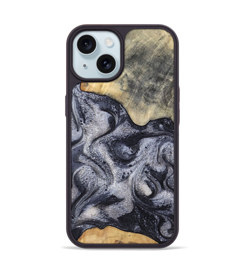 iPhone 15 Wood Phone Case - Jaden (Black & White, 799144)