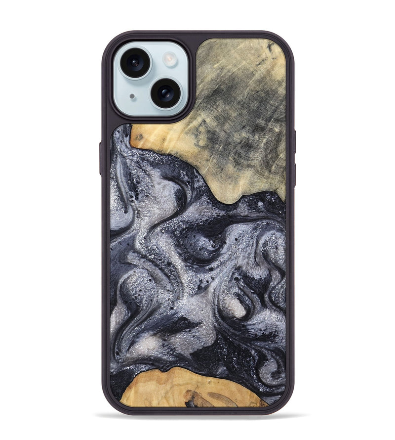 iPhone 15 Plus Wood Phone Case - Jaden (Black & White, 799144)