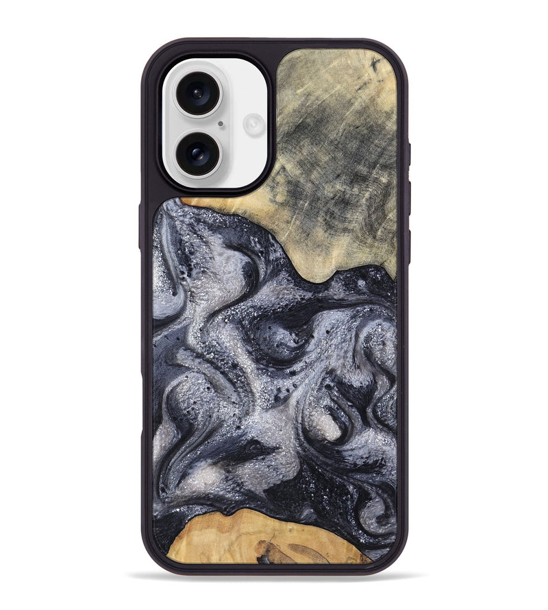 iPhone 16 Plus Wood Phone Case - Jaden (Black & White, 799144)