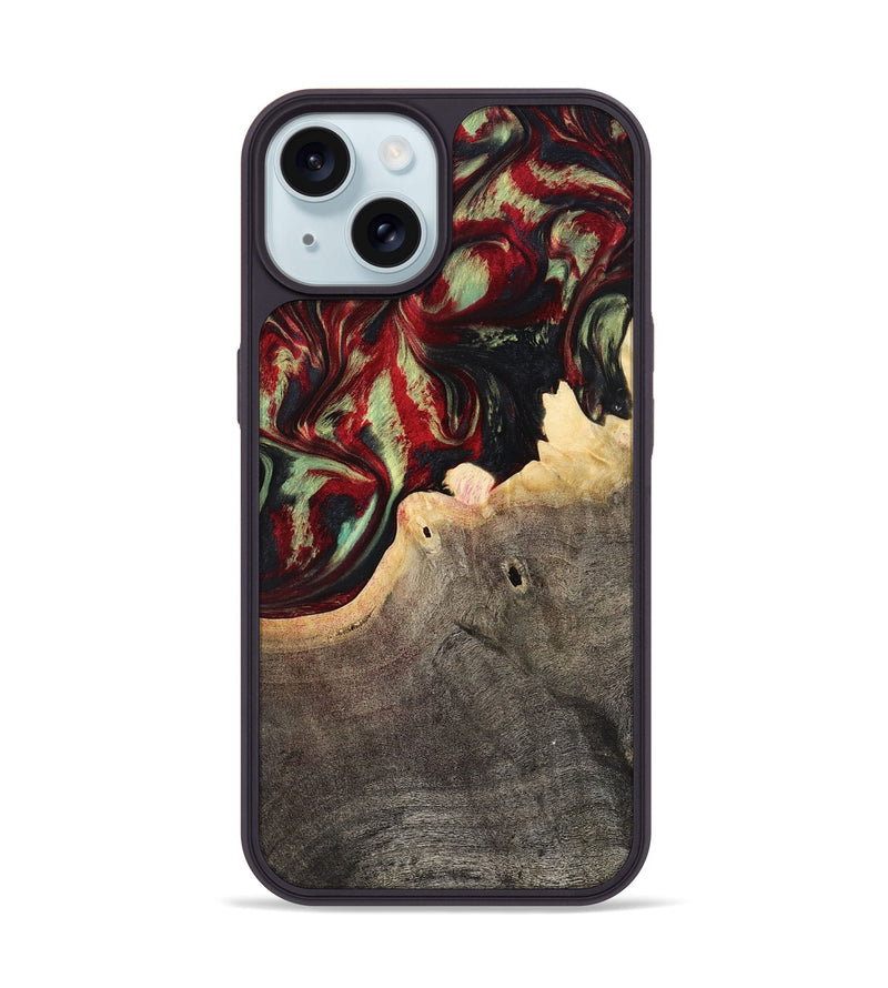 iPhone 15 Wood Phone Case - Valerie (Red, 799149)