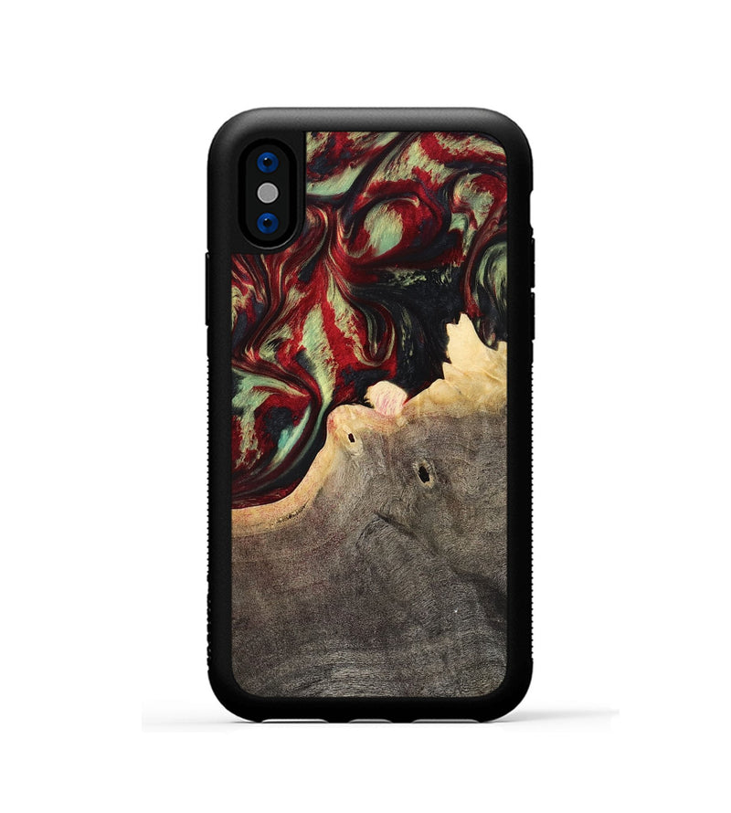 iPhone Xs Wood Phone Case - Valerie (Red, 799149)