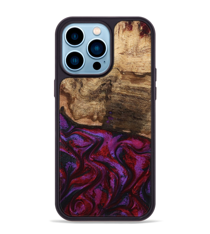 iPhone 14 Pro Max Wood Phone Case - Delia (Red, 799151)
