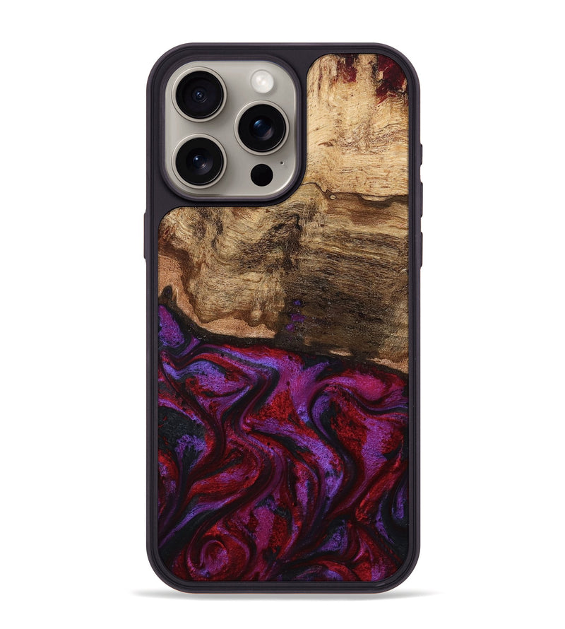 iPhone 15 Pro Max Wood Phone Case - Delia (Red, 799151)