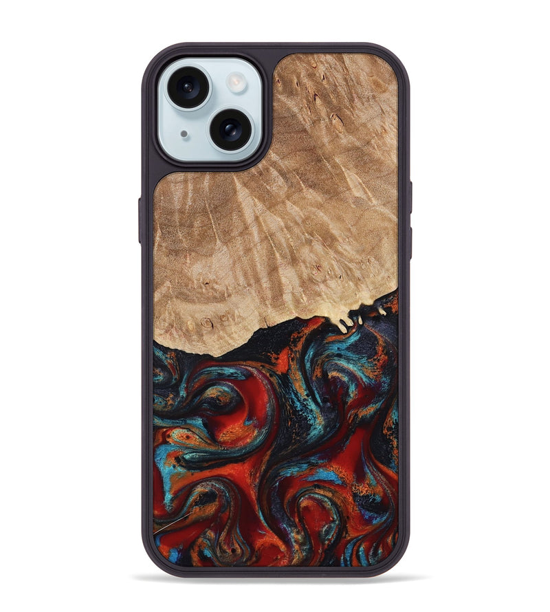 iPhone 15 Plus Wood Phone Case - Addisyn (Red, 799152)